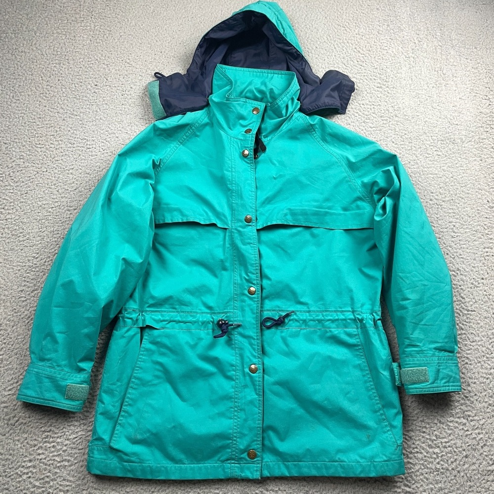 VTG Eddie Bauer Jacket Womens Small Green Gore-Tex Hooded Parka Waterproof